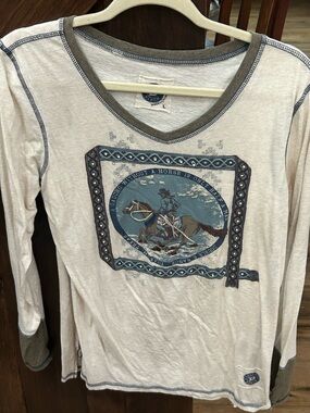 Double D Ranch Cream Tee with Navy Logo